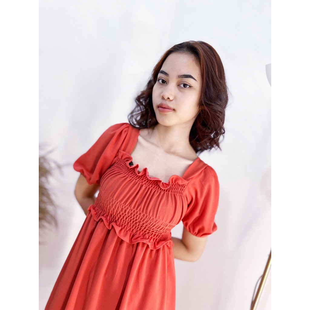 HS - SYAFIRA DRESS / MIDI DRESS ATASAN WANITA / KOREAN PREMIUM FULL KARET