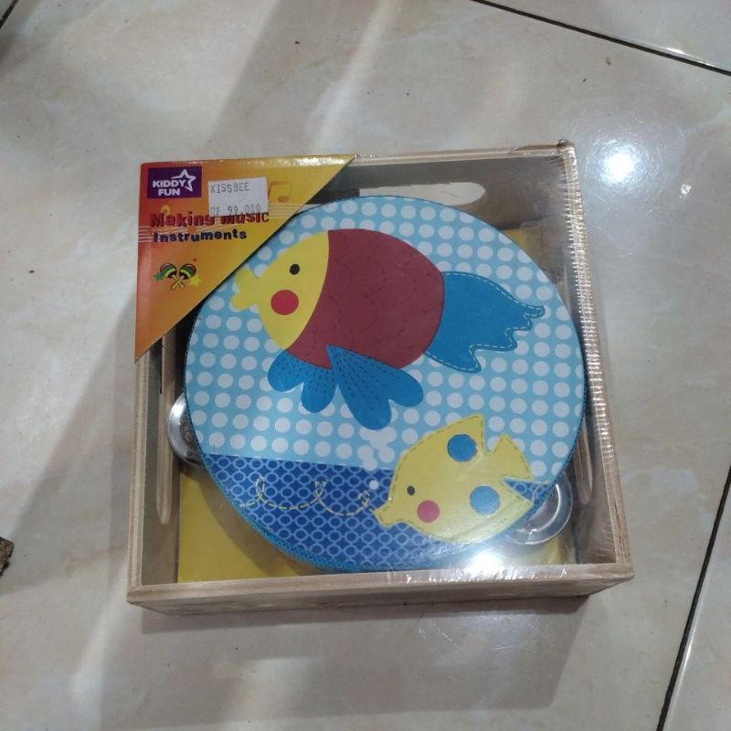 Mainan Anak Kiddy Fun Tambourine in Wooden Box
