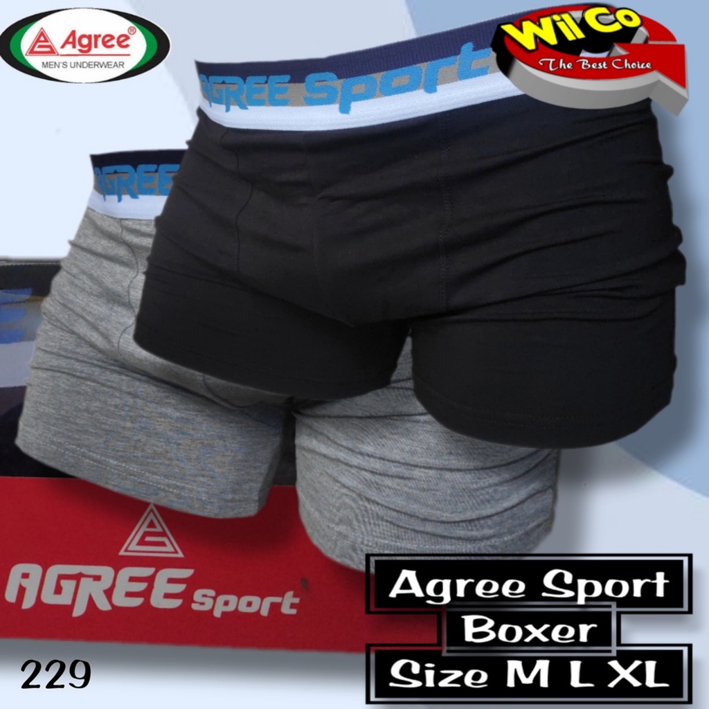 K229D - (DIJUAL PER 1 BOX ISI 2 Pcs) CELANA DALAM BOXER PRIA DEWASA AGREE SIZE M - XL