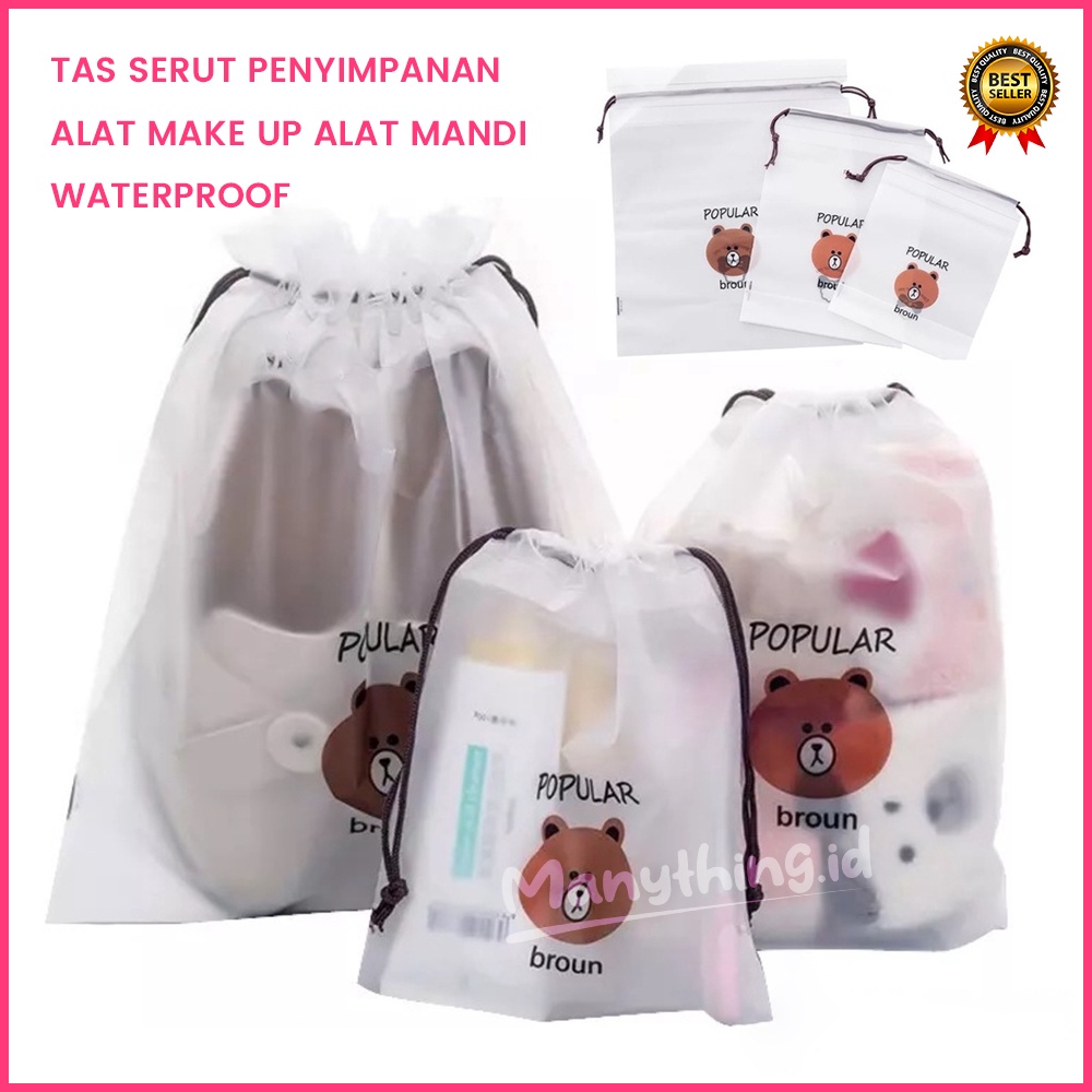 Tas Serut Penyimpanan Alat Make Up Alat Mandi Waterproof Anti Air Mini - Travel Pouch Organizer Bag