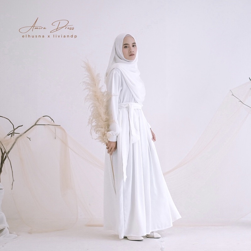 [𝐄𝐥𝐡𝐮𝐬𝐧𝐚] Aleya Dress Wanita Polos Panjang Daily Casual Muslim