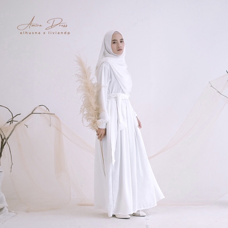 [𝐄𝐥𝐡𝐮𝐬𝐧𝐚] Amira Dress X Liviandp/ Dress Wanita / Gamis Terbaru / Dress Lebaran / Gamis Remaja