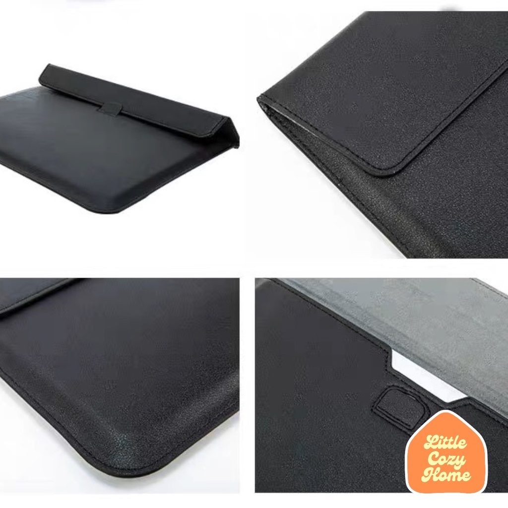 Leather Laptop Sleeve Stand 13 14 15 Inch Sleeve / Tas Laptop Sarung Pouch Cover Komputer Leptop Multifungsi / Macbook Air Premium PU Kulit Leather Case Sleeve Mac Book