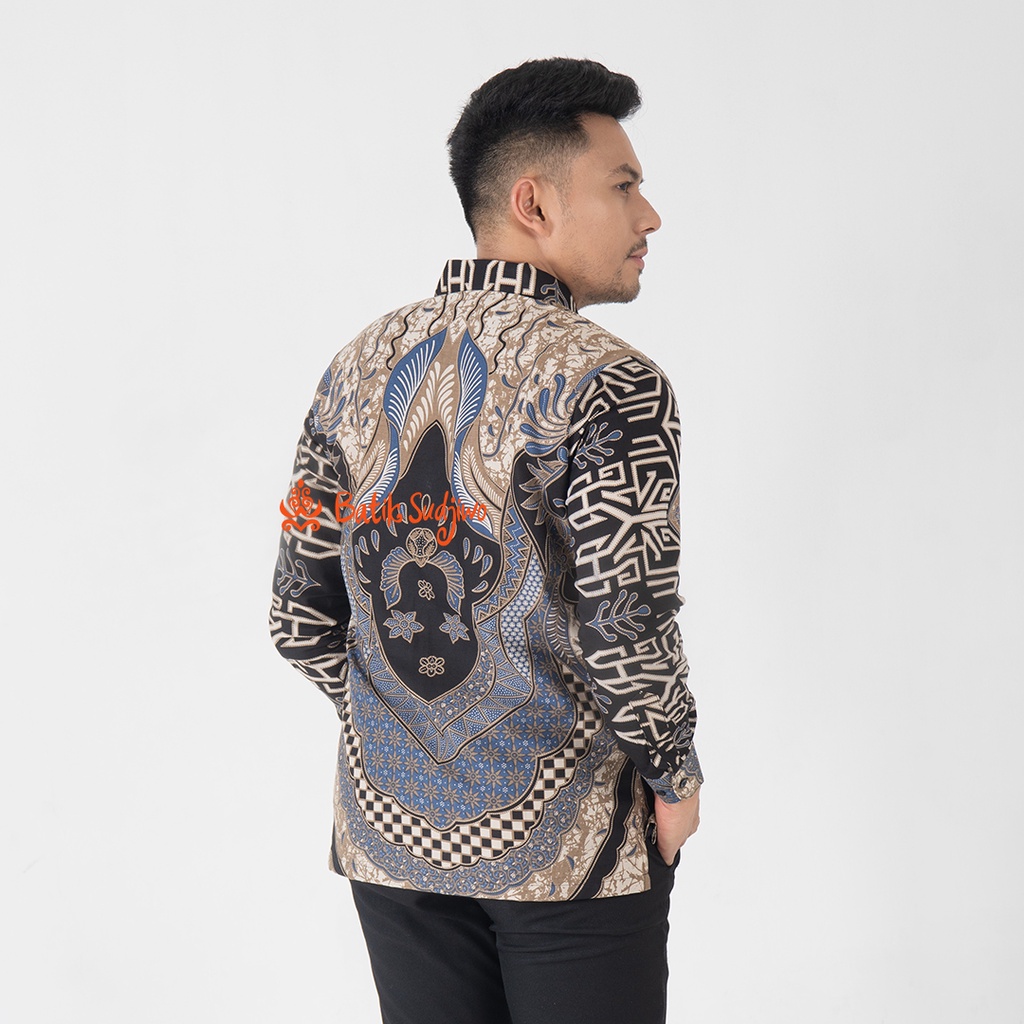 SUDJIWOBATIK 1159 Hem Kemeja Batik Pria Cowok Laki Laki Lengan Panjang Premium Lapis Furing Solo Laweyan Original