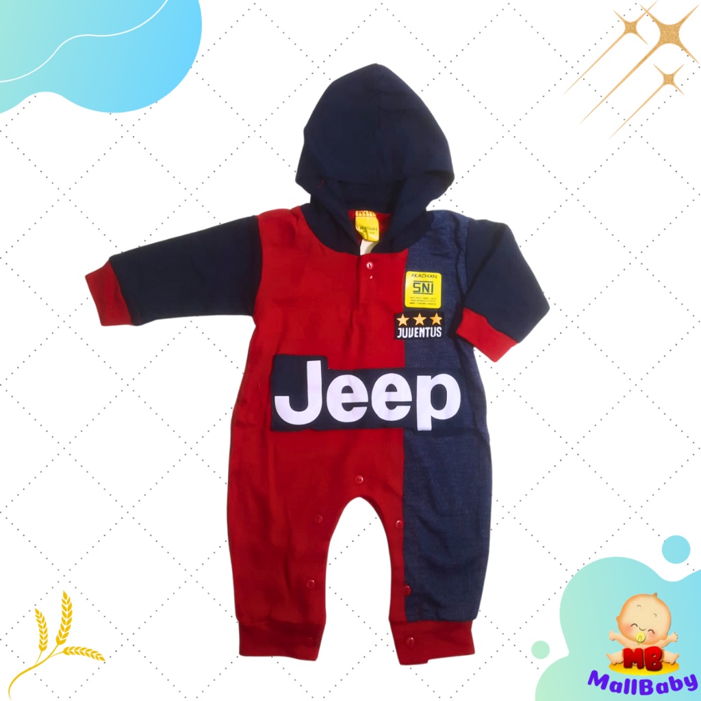 Baju Jumper Bayi Lucu Laki Laki Perempuan Jumpsuit Hoodie Bahan Kaos Adem Murah 0-3 Bulan Akachan MallBaby