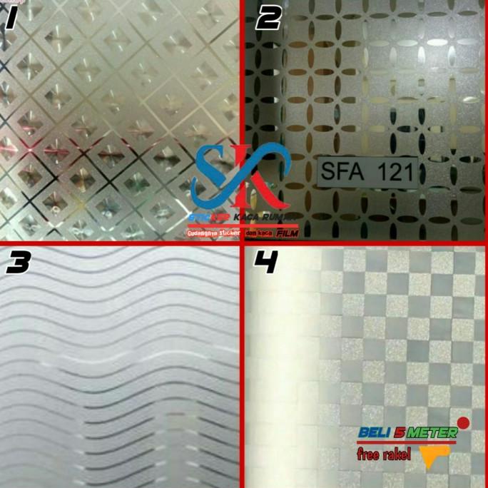 STICKER KACA MOTIF/ SANBLAS MOTIF KOTAK CATUR
