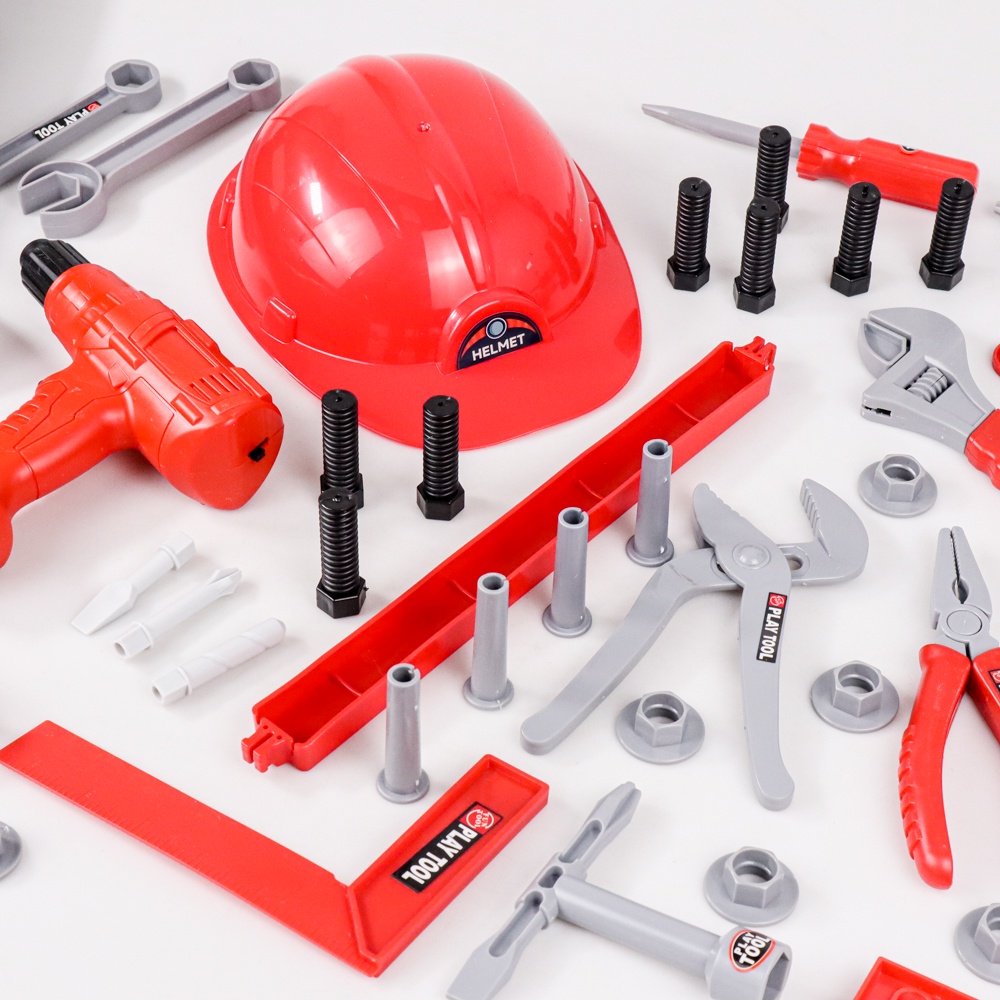 Gu7 Yichi Hardwar Tool Toy Mainan Perkakas Anak Simulasi Pertukangan Td46 Red Or-i