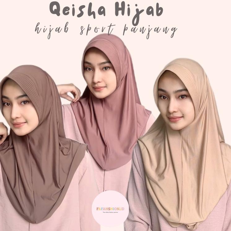TERBARU  [𝐟𝐚𝐟𝐚𝐡𝐬𝐡𝐢𝐨𝐧.𝐢𝐝] Qeisha Hijab | Hijab Sport Panjang | Bergo Sport Panjang | Bergo Sport Jers