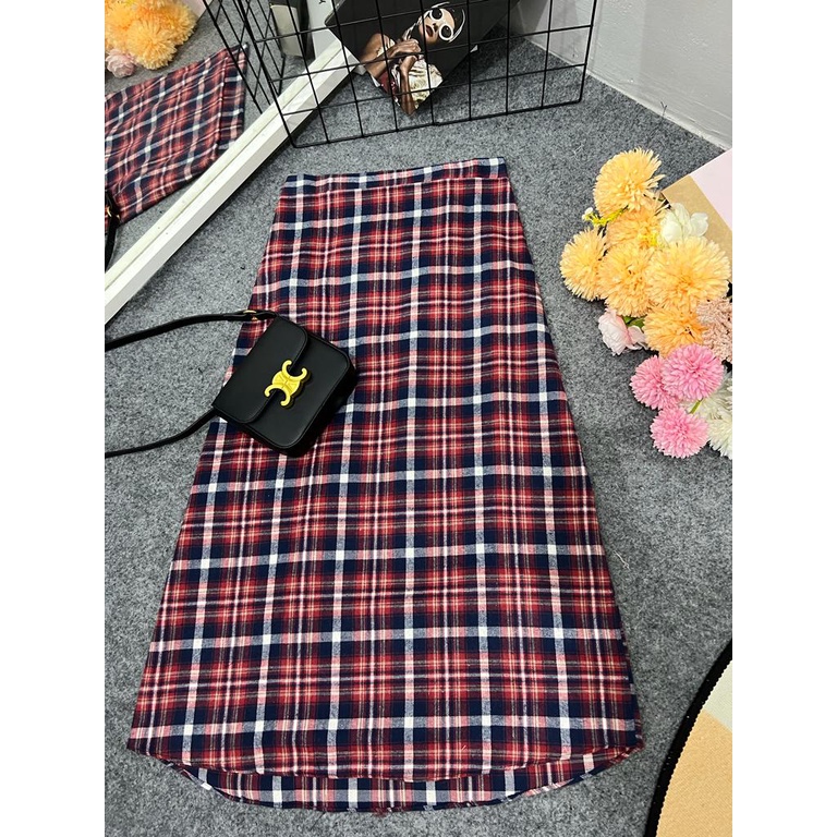 Cherry_ skirt A line | rok kotak wanita | rok korean style