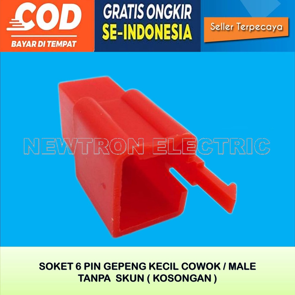 SOKET 6 PIN MALE MERAH SOCKET KABEL 6 PIN  MERAH SOKET 6 PIN GEPENG KECIL BAHAN NILON TAHAN PANAS