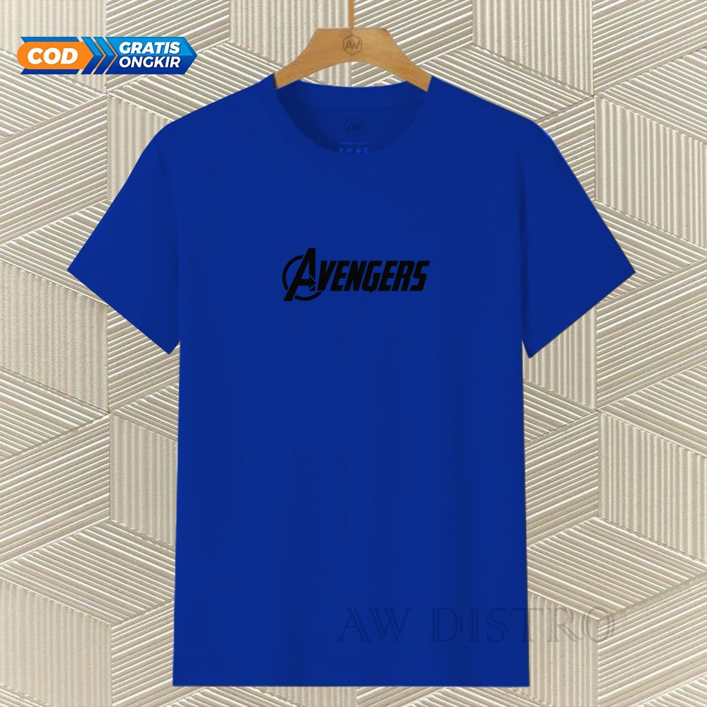 COD Baju Kaos Distro AVNGERS Teks Hitam Premium Quality Lengan Pendek