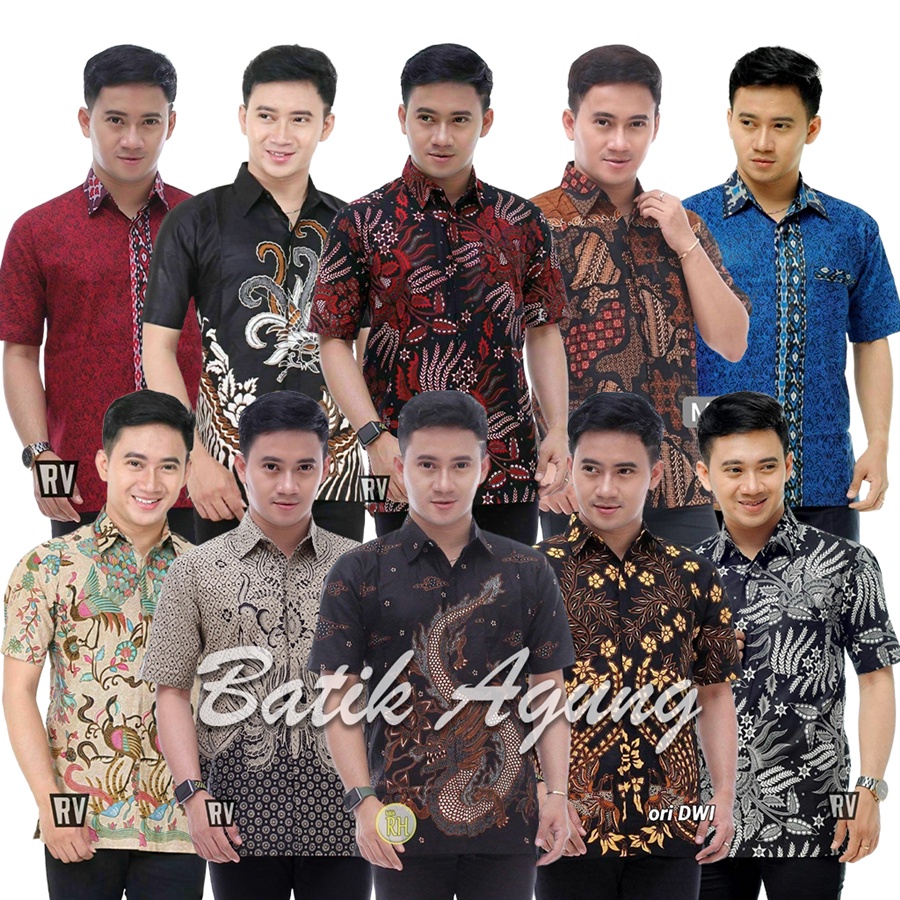 Atasan Baju Hem Seragam Kondangan Batik Pria Cowok Laki Laki Lengan Pendek Sogan Modern Terbaru