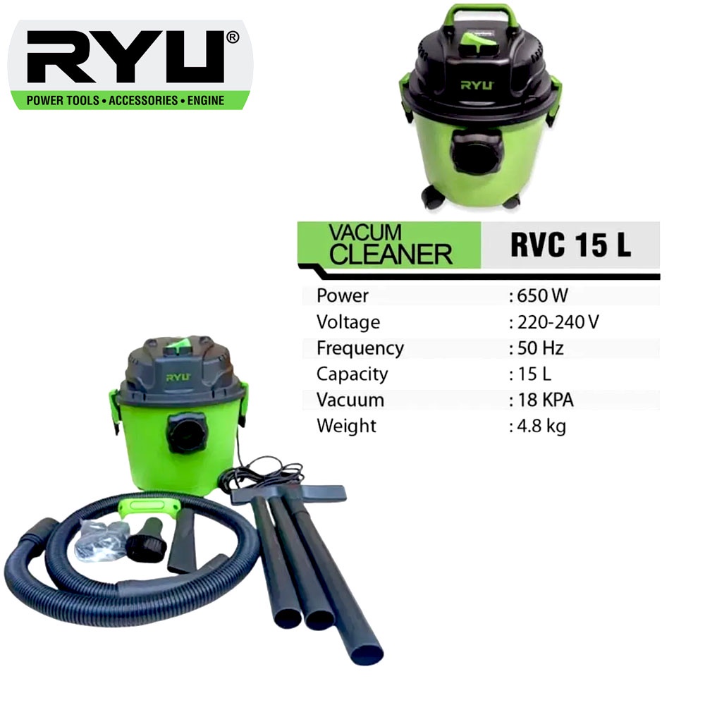 RYU Vacuum Cleaner 650W Penyedot Debu Mobil Kuat Wet And Dry BLOW Vacuum Cleaner Penghisap Debu RYU 
