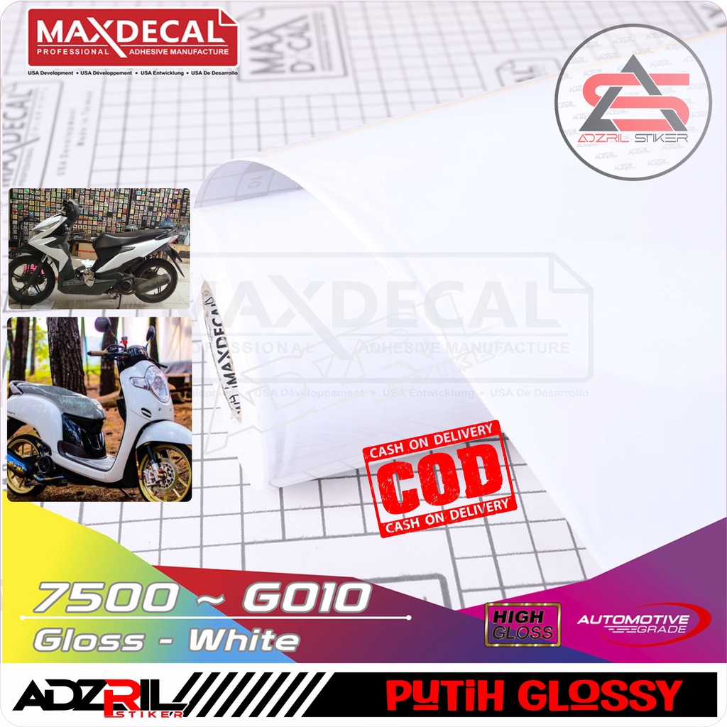 Skotlet Maxdecal putih Glossy 7500- G010 /skotlet motor / skotlet mobil /skotlet aquarium /  Skotlet