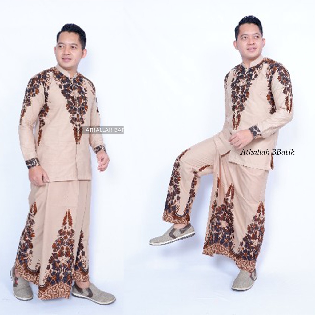 Satu Set / Setelan Celana Sarung Dan Batik Koko / Setelan Busana Muslim Batik Solo Modern