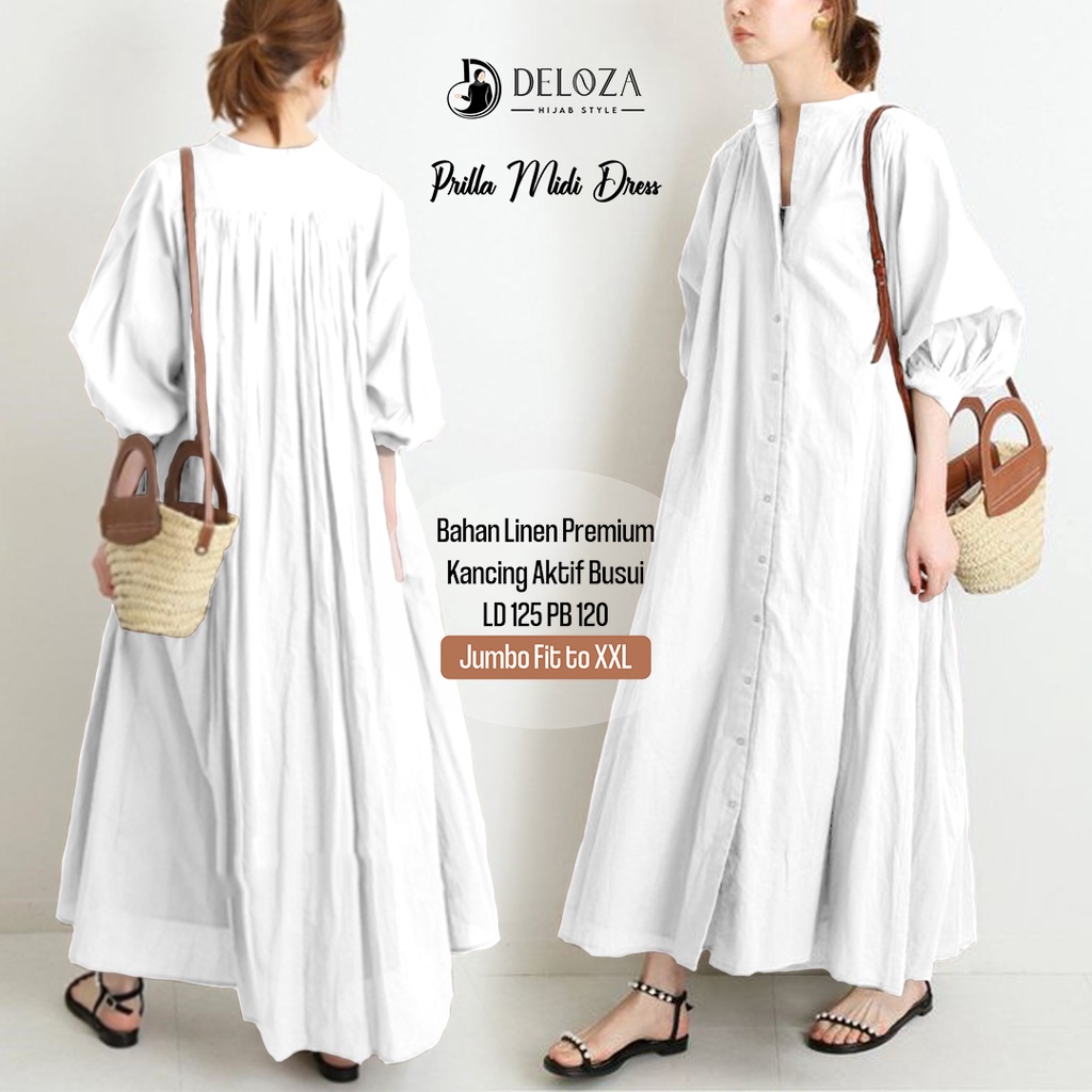 Prilla Maxi Dress Gamis Maxy Wanita Jumbo Premium by Deloza