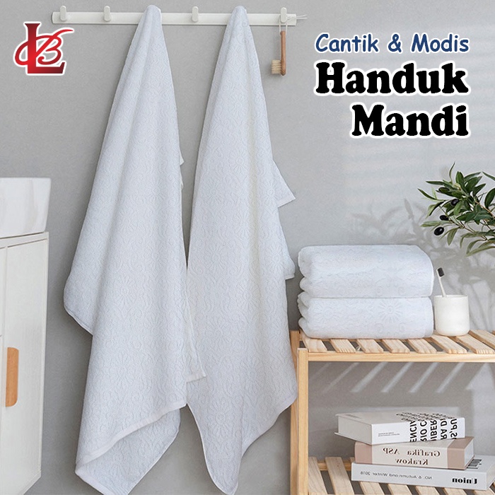 Handuk Mandi Polos Putih Katun Premium Super Lembut Tebal Ukuran 70x140cm High Quality Perlengkapan Mandi Rumah Tangga Import - H101HE - 88Blanketstore