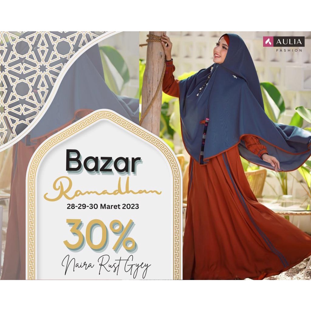 bazar ramadhan gamis aulia naira rust grey