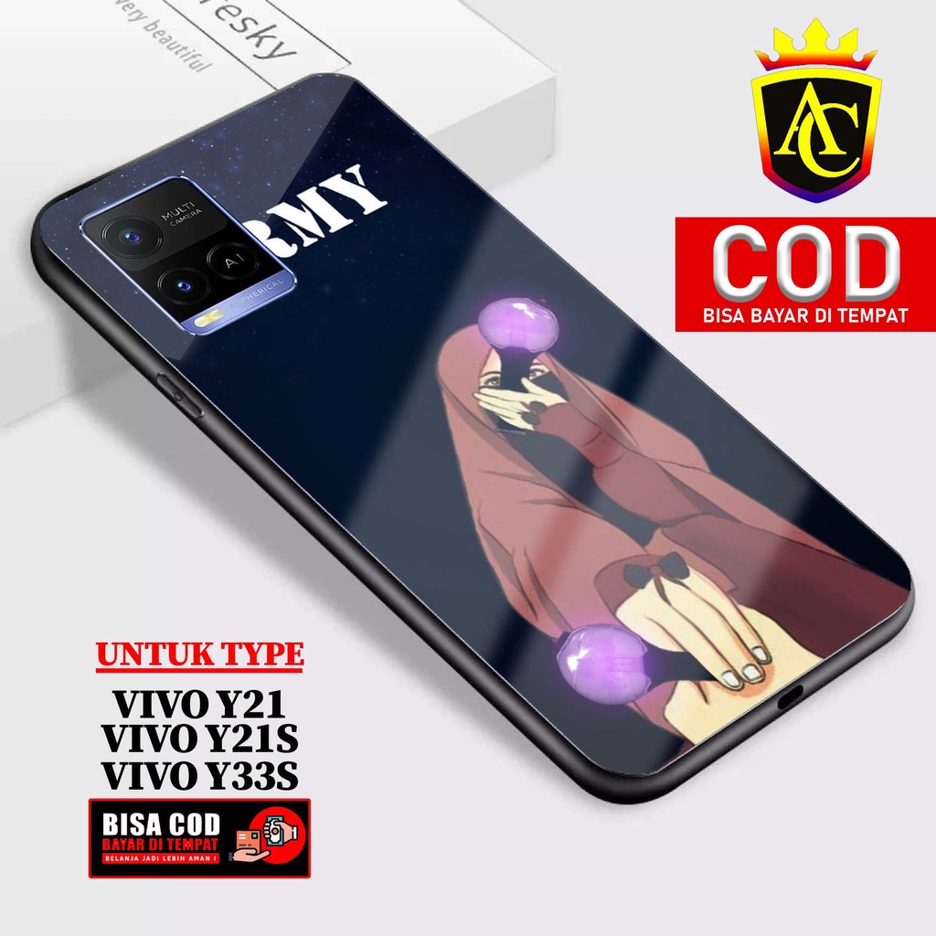 Case Vivo Y21 Y21S Y33S - Aneka Case - [ HJBR ] Softcase Glass - Hardcase Glossy hp Vivo Y21S Y21 Y3