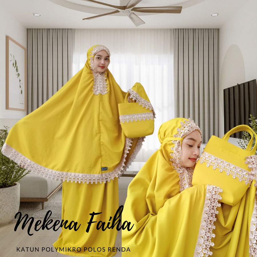 Mukena Faiha Dewasa Polos Renda Bahan Katun Polymikro//termurah//terlaris//mukena travell polos adem