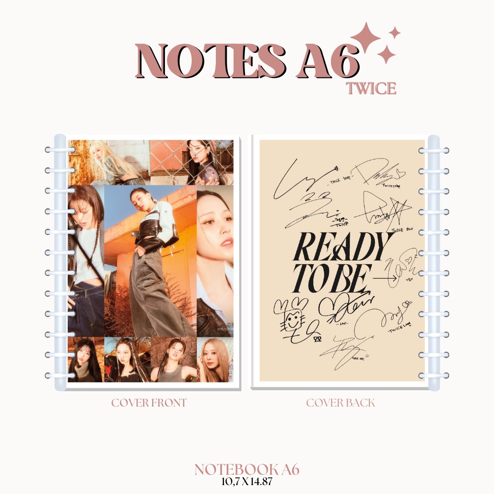 NOTES TWICE READY TO BE (ISI 40 HVS + COVER LAMINASI 2 SISI) BUKU NOTE NOTEBOOK TANDA TANGAN TTD KPOP IDOL KOREA PREMIUM MURAH UNOFFICIAL JIHYO NAYEON JEONGYEON MOMO SANA MINA DAHYUN CHAEYOUNG TZUYU READY STOCK !