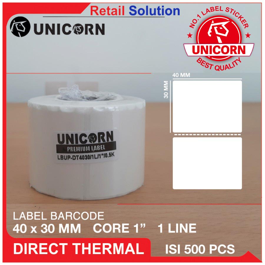 Stiker Label Barcode Thermal 40x30 mm / 40 x 30 mm / 40x30mm - Isi 500