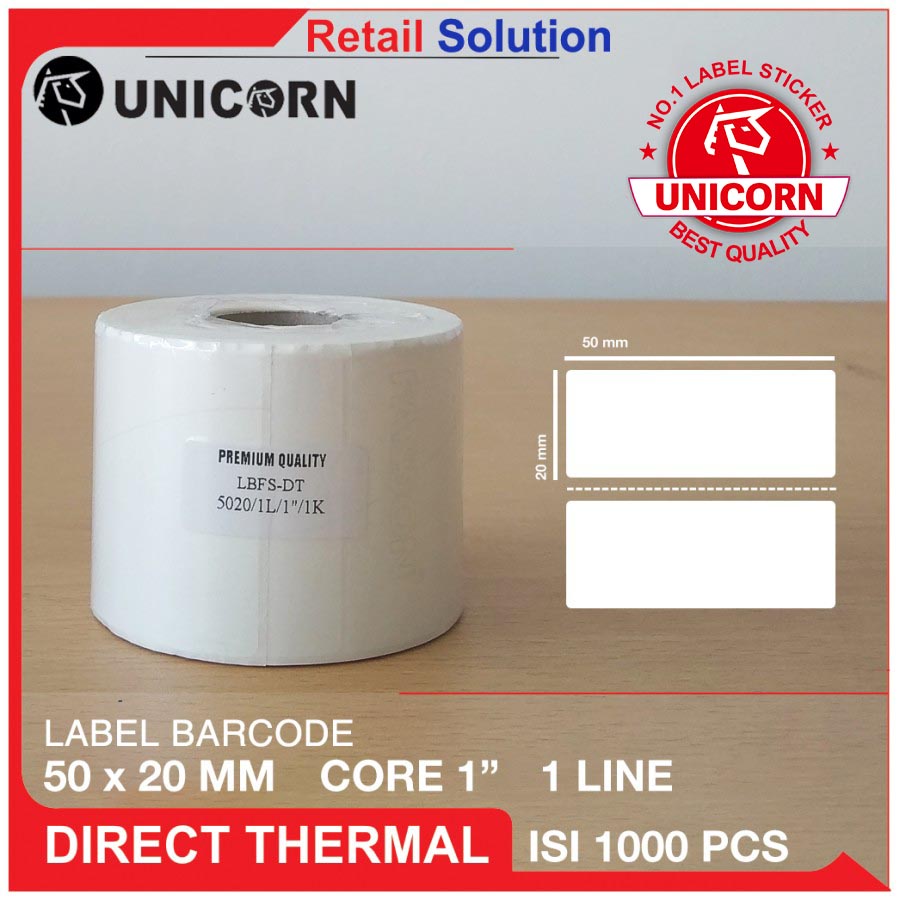 Stiker Label Barcode Thermal 50x20mm / 50x20 mm / 50 x 20 mm / 5x2CM