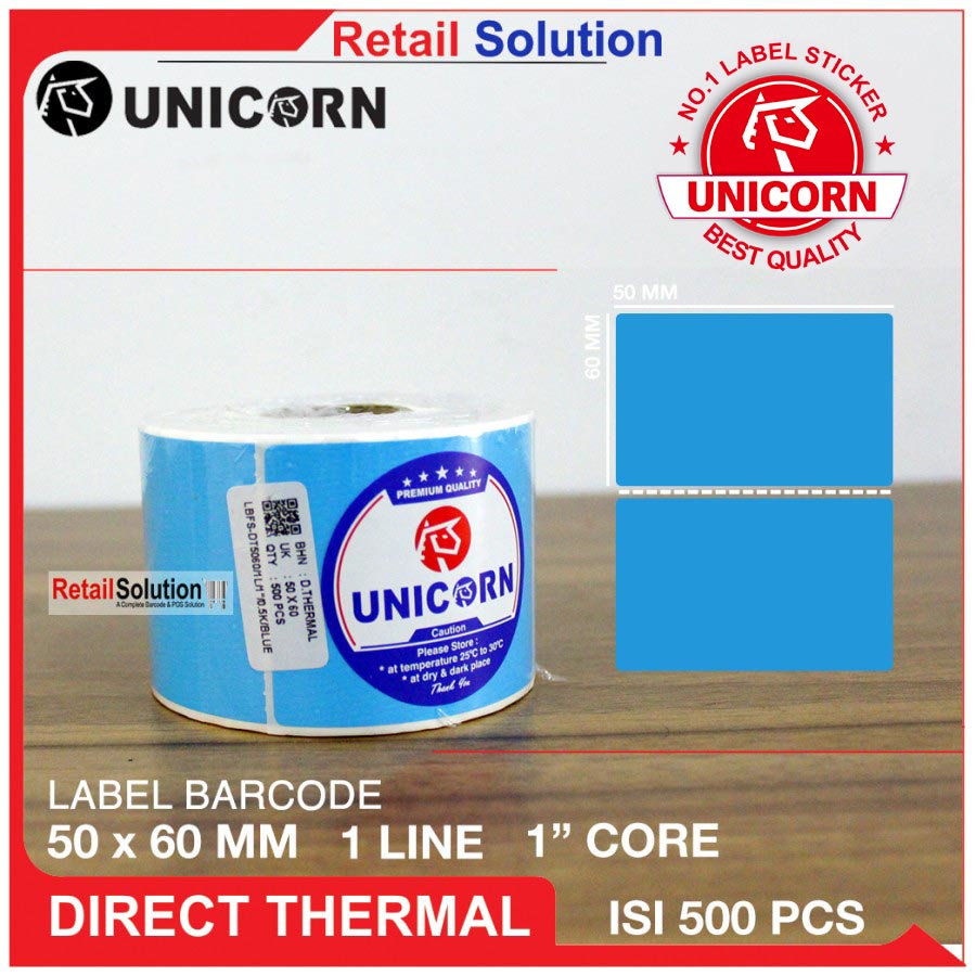 Stiker Label Barcode Thermal Baby Blue 50x60 mm / 50 x 60 mm / 50x60mm