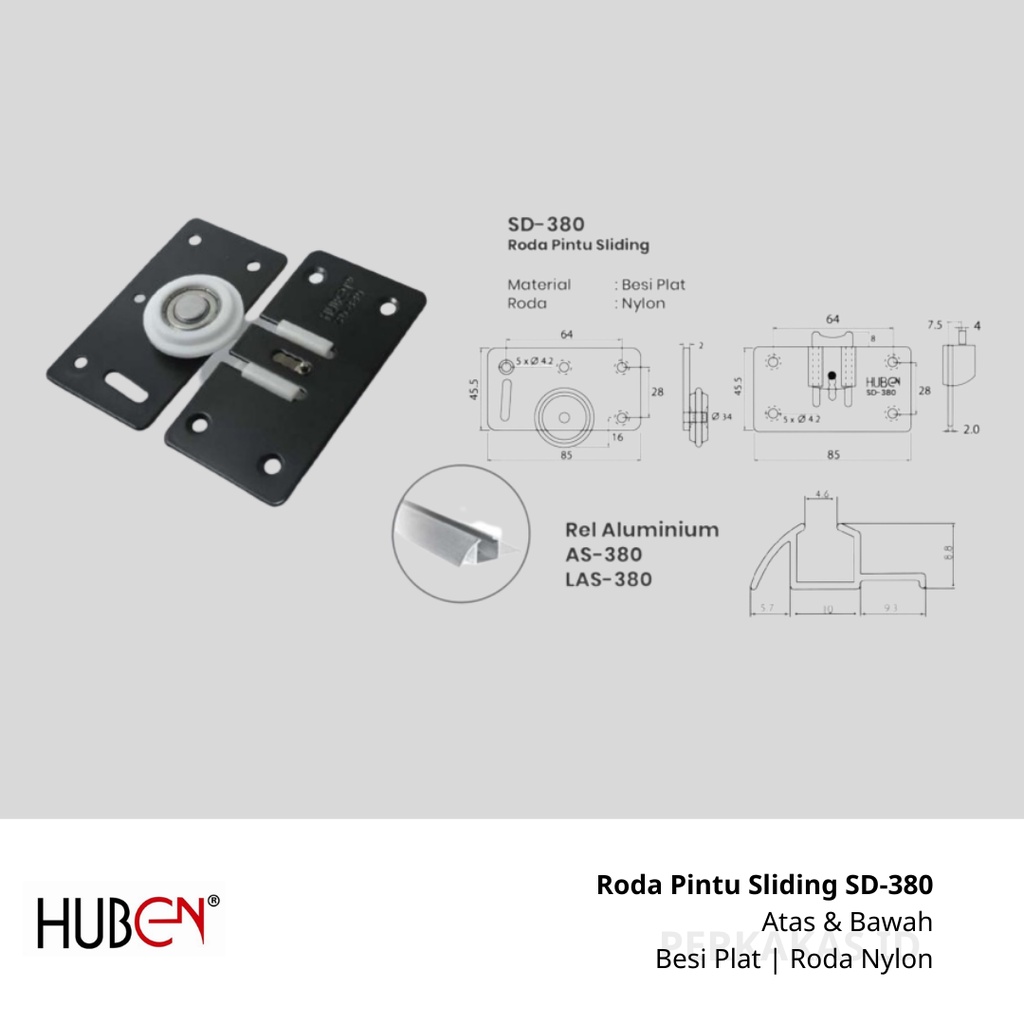 Roda Pintu Lemari Slinding Huben SD-380