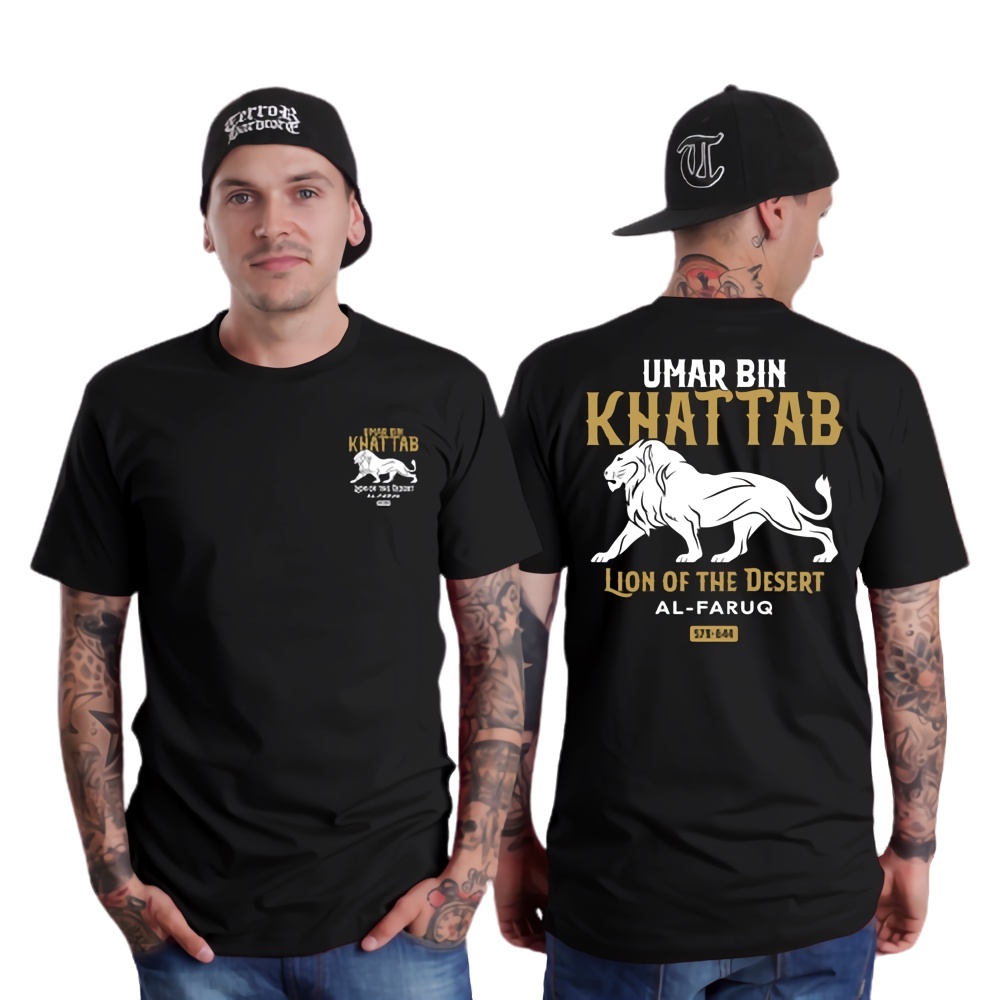 Kaos Oblong Distro UMAR BIN KHATTAB "LION OF THE DESERT"