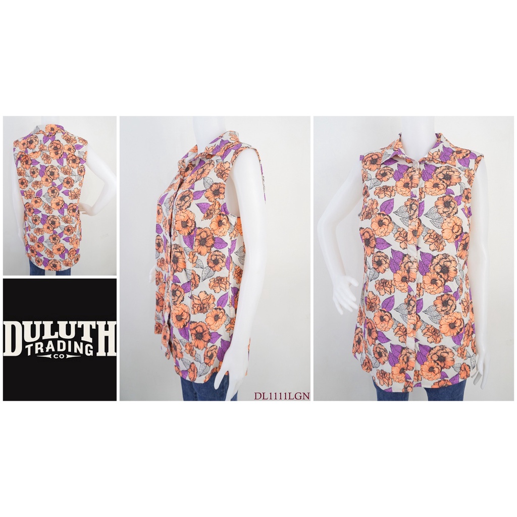 Baju Atasan Wanta DULUTH TRADING CO Motif Floral Tanpa Lengan Pakaian Wanita DL1111LGN