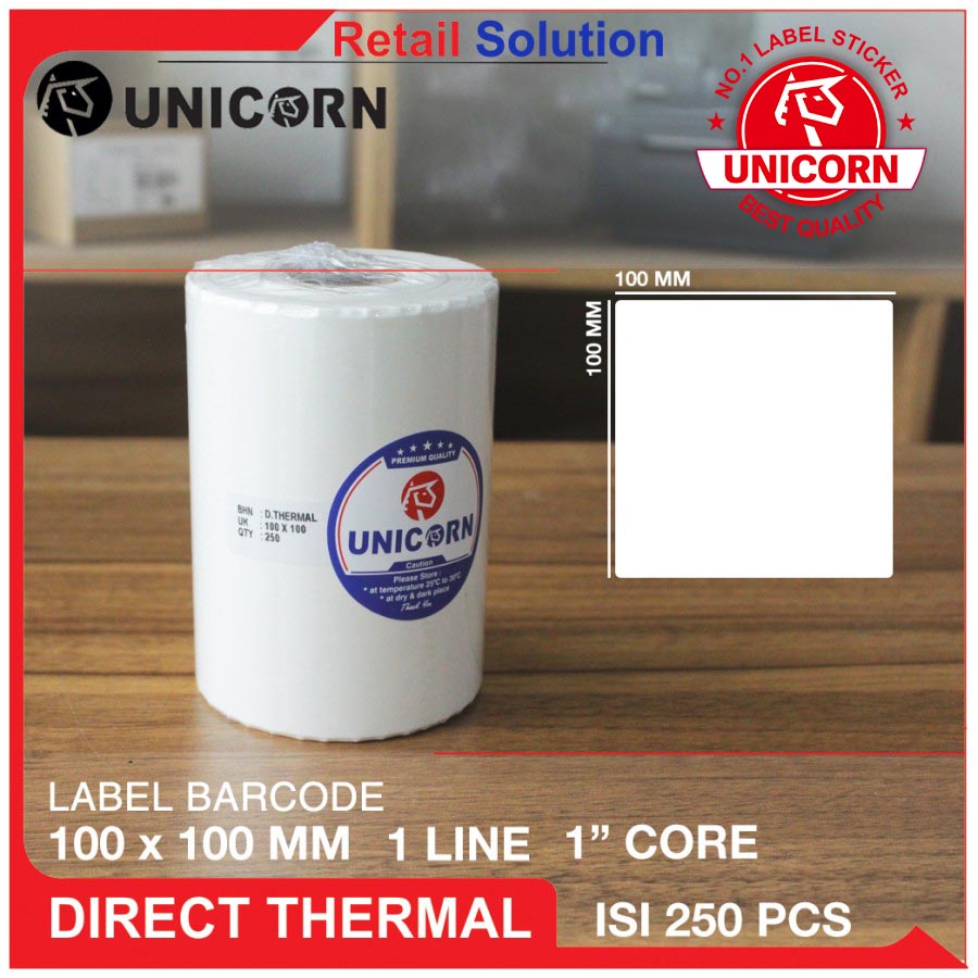 Stiker Resi Label Thermal 100x100 / 100 x 100 mm / 10x10 CM isi 250pcs