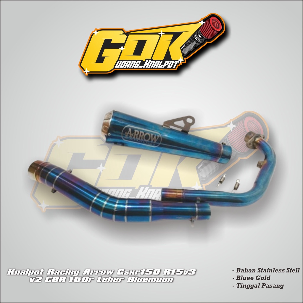 Knalpot Racing Arrow Gsxr150 R15v3 v2 CBR 150r Leher Bluemoon mantab jiwa