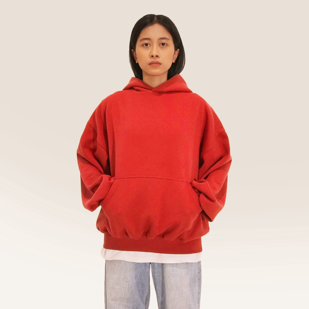 YESZY.MFG Boxy Fit Red Hoodie (375 GSM)