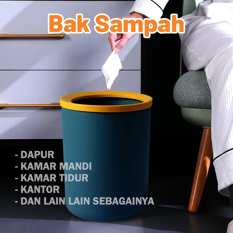 Tempat Sampah Minimalis Aesthetic/Tong Sampah Kamar Tidur Kamar Mandi Dapur &amp; Plastik Sampah Roll Gulungan / Kantong Serbaguna / Kresek Sampah Isi 5 Roll 45x50cm