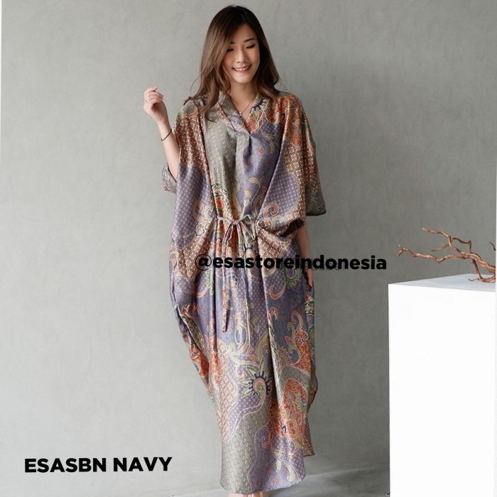 Kaftan DRESS PESTA/LONG DRESS MODERN/KAFTAN - SBN NAVY(T0T8) Kaftan Remaja Terbaru Kaftan Batik Kaft