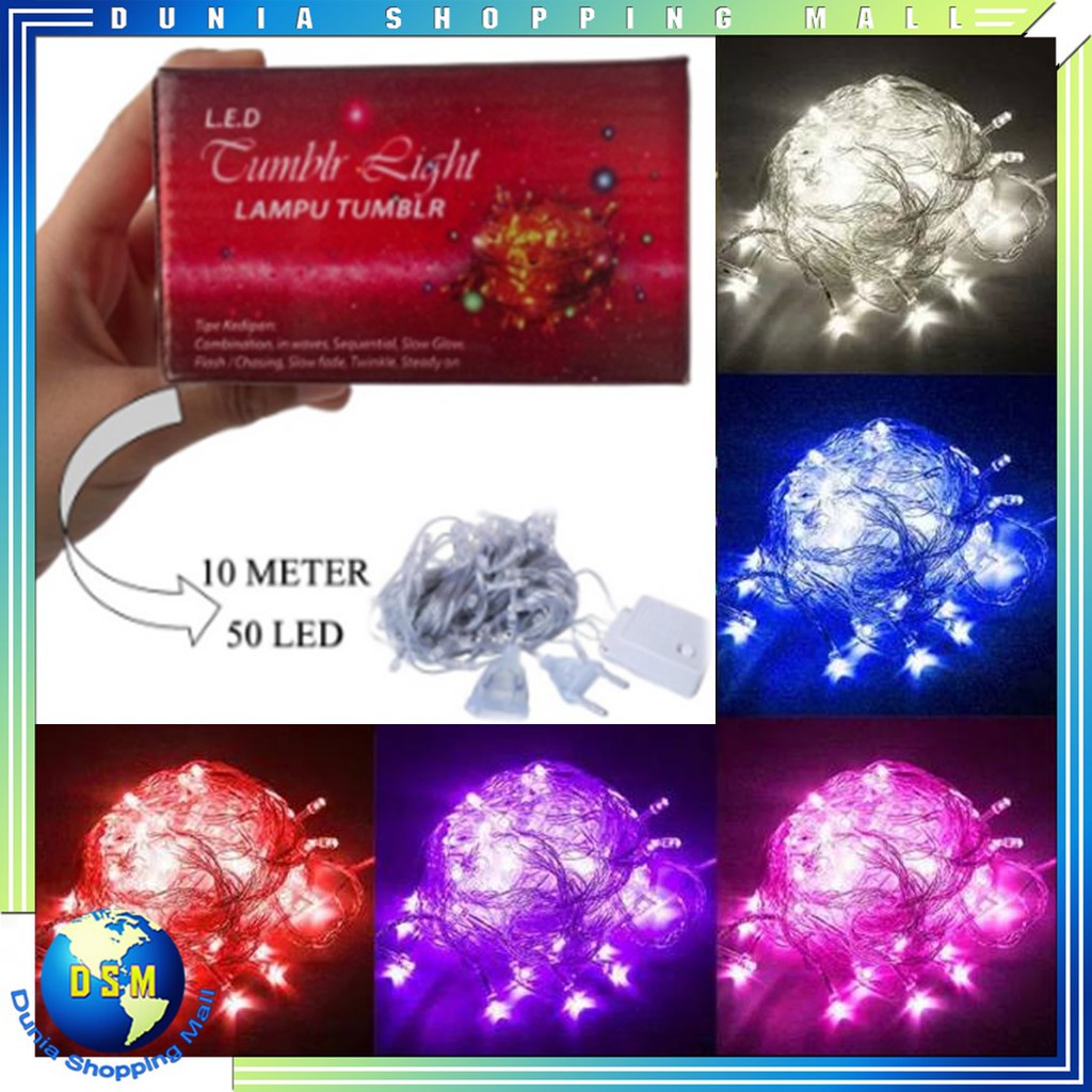 DSM LAMPU TUMBLR 10 METER 50 LED KEMASAN BOX LAMPU LED DEKORASI LAMPU NATAL HIAS TUMBLER DEKORASI