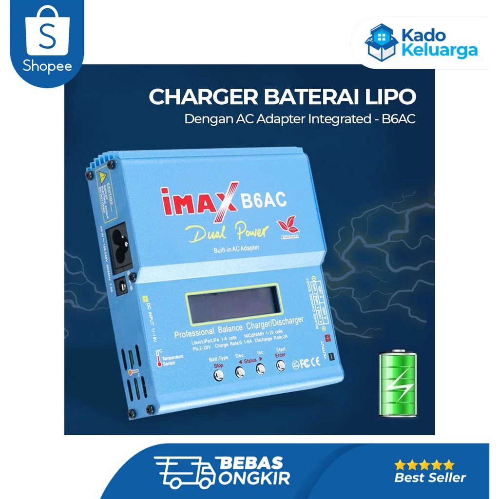 IMAX Charger Baterai LiPo dengan AC Adapter Integrated - B6AC Termurah