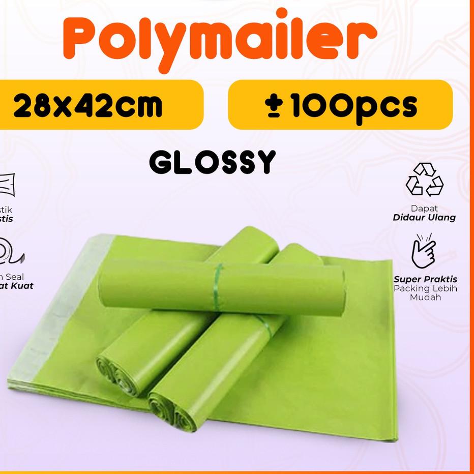 

Terbaru⚡️-Plastik Packing Olshop Online Shop ol on shop Polymailer Warna Hijau Muda 28x42 isi 100 pcs Tebal Glossy MURAH