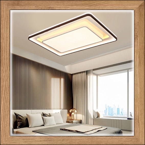 Lampu hias tempel plafon MINIMALIS modern FUTURISTIK BROWN WHITE LED REMOTE CONTROL ceiling light li
