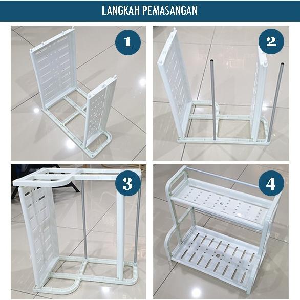 Rak Serbaguna Rak Dapur Plastik Rak Bumbu 2 Tingkat Warna Putih