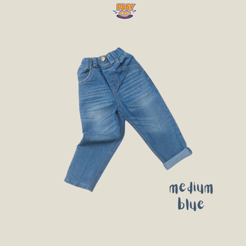 Playdate Celana Panjang Jeans Cargo Denim Anak Laki Laki Unisex 1 sampai 5 Tahun