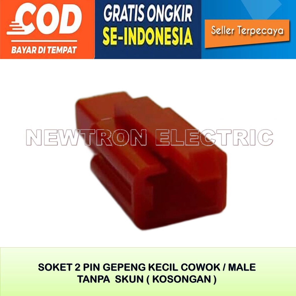 SOKET 2 PIN MALE MERAH SOKET KABEL 2 PIN MALE MERAH SOKET KABEL 2 PIN GEPENG KECIL BAHAN NILON