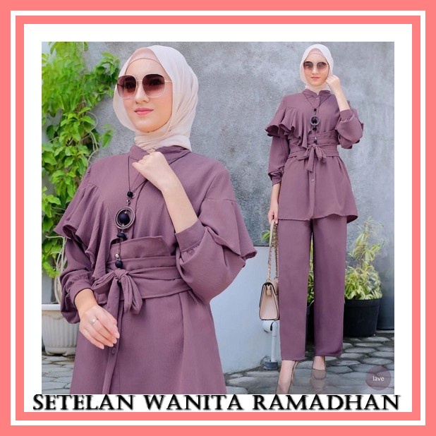 Oneset Salsabila Setelan Kemeja Wanita Dewasa Polos Full Kancing Bahan Katun Adem Terbaru 2023 Kekin