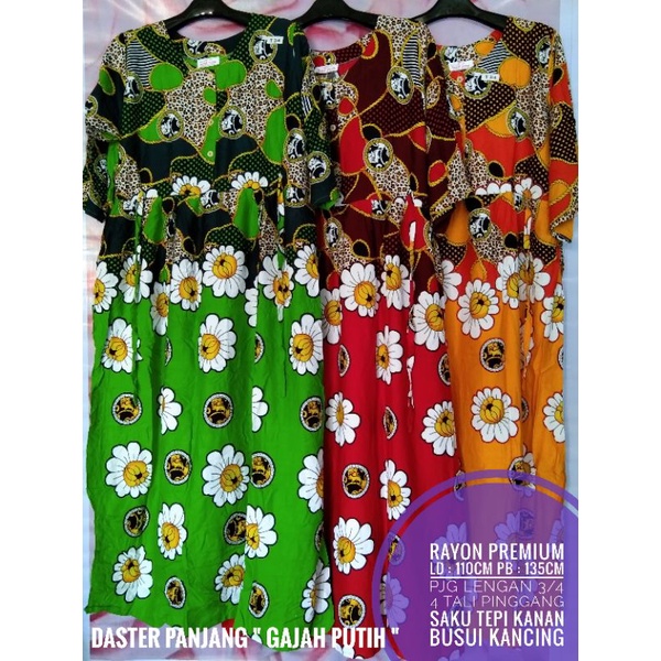 READY Daster Gajah Putih Panjang Kimono / Daster Dewasa / Gajah Putih 4 Tali Selempang / Longdress G