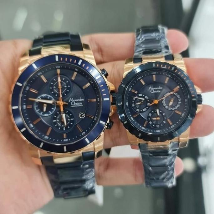 JAM TANGAN COUPLE JAM TANGAN COUPLE ALEXANDRE CHRISTIE AC6141 / AC 6141 BLUE ROSE GOLD EL09I09A82L