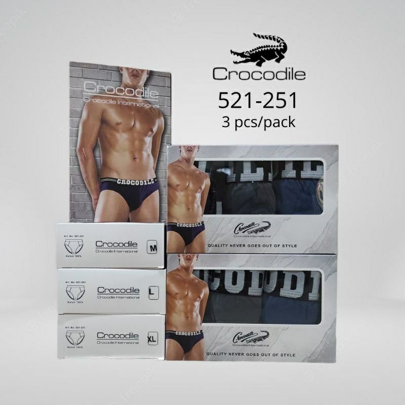 CD CROCODILE DUS PUTIH CELANA DALAM COWOK DEWASA DUS PUTIH 521-251  ISI 3 PCS