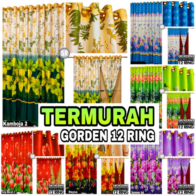 Gorden Jendela Pintu Kamar Smokring 12 Ring Minimalis Aesthetic Terbaru Panjang Tebal Batik Sultan K