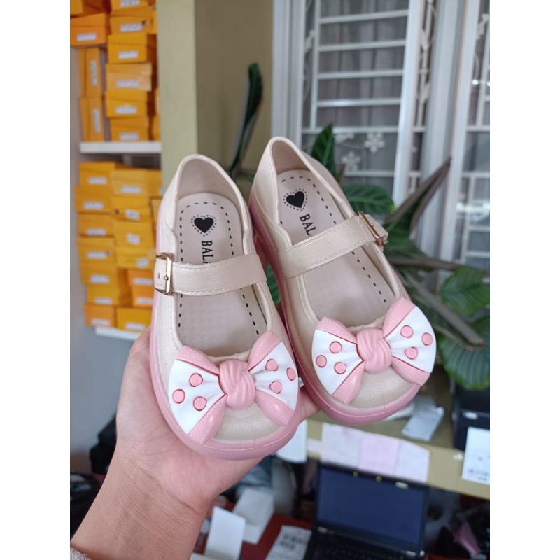 Flat Shoes sepatu anak perempuan motif pita polkadot jelly import anti slip anti licin