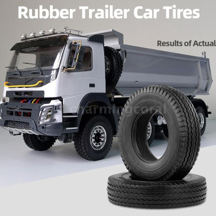 PROMO!!! 2PCS KARET BAN MOBIL TRAILER TRUK RC SKALA 1: 14 TERMURAH